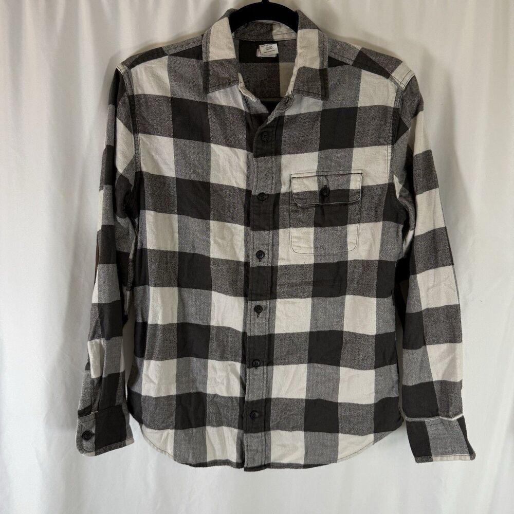 Crew Cuts Flannel Boys 14 White Grey Plaid Button Up Long Sleeve 100% Cotton